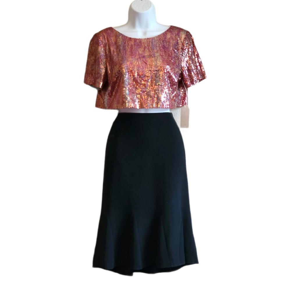 Solid Black Tulip Flared Lined Skirt - Picture 2 of 3